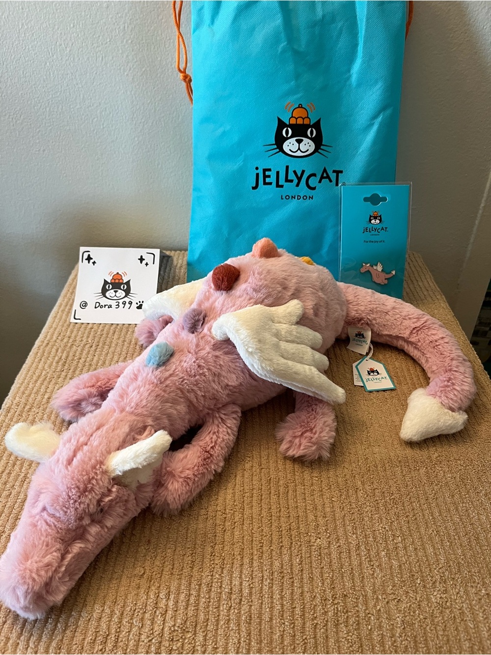 Jellycat Duskrise Dragon & Pin Badge Set – 100% Authentic REAL NWT HTF